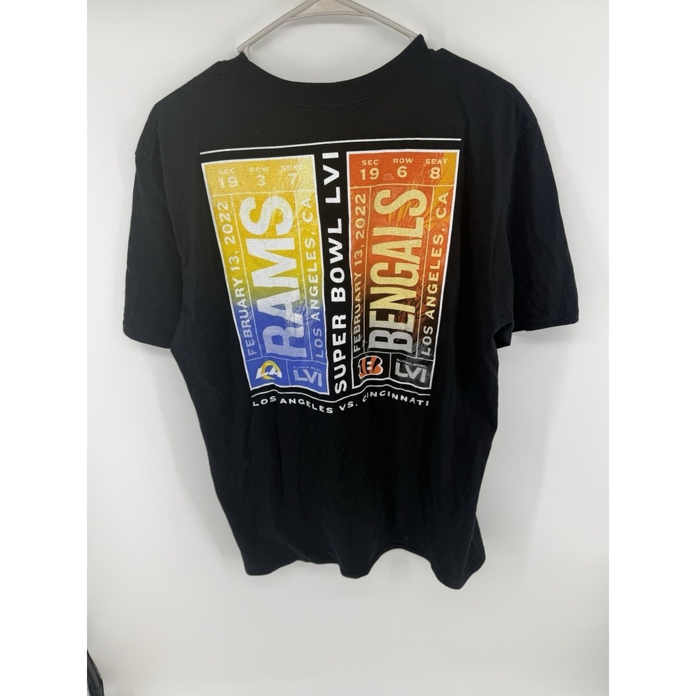 Rams vs Bengals Shirt Mens Large Black Superbowl Los Angeles Cincinnati - Picture 4 of 9